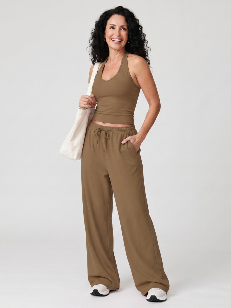 Helena | Sleeveless Scoop Neck Top And Wide Leg Pants Set 5