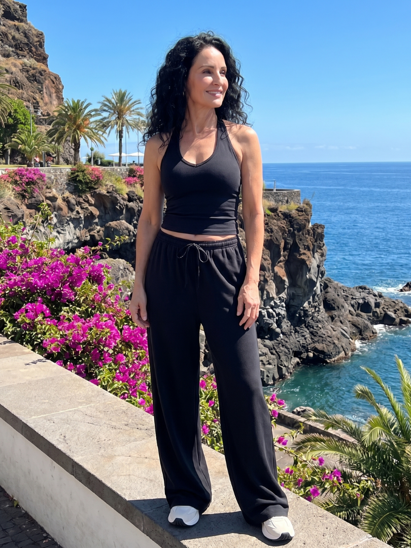 Helena | Sleeveless Scoop Neck Top And Wide Leg Pants Set 7