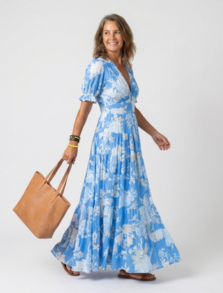 Ione | Short Sleeve V Neck Floral Midi Dress 3