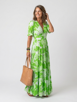 Ione | Short Sleeve V Neck Floral Midi Dress 4