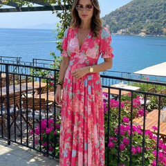 Ione | Short Sleeve V Neck Floral Midi Dress 5