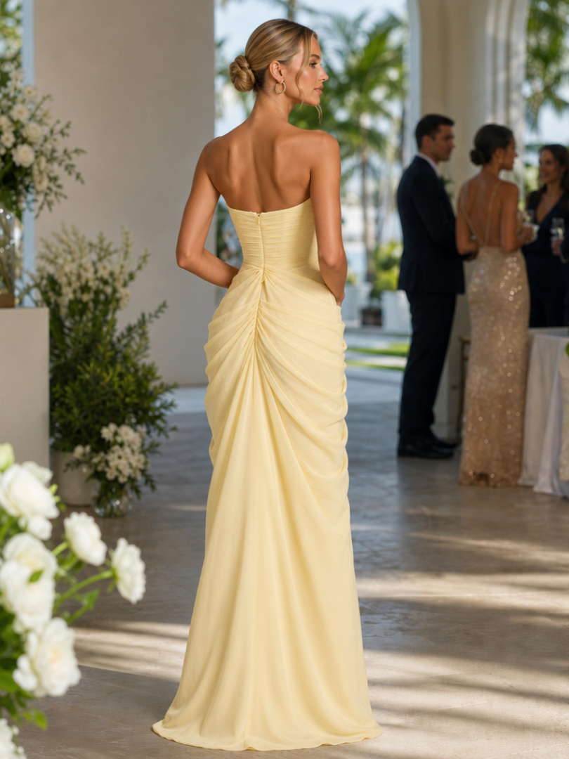 Ishra | Strapless High Side Slit Maxi Dress 2