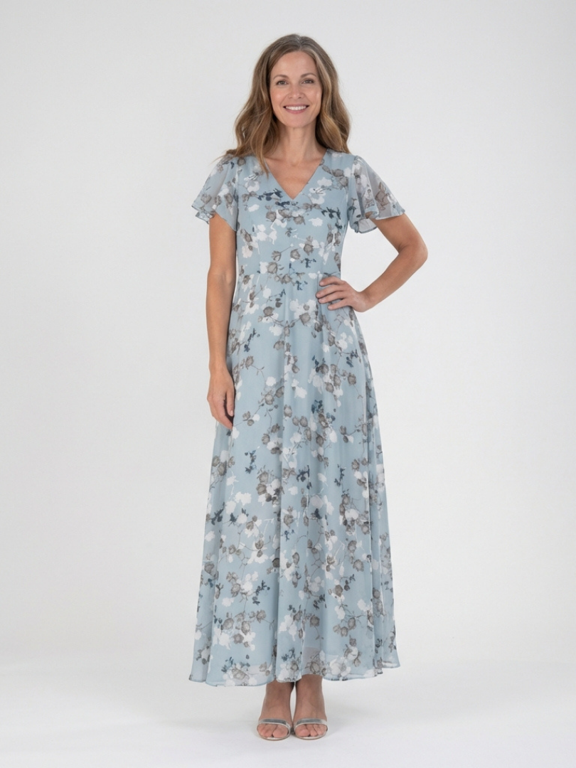 Ismeria | Floral Chiffon Maxi Dress 0