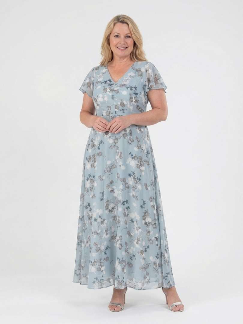 Ismeria | Floral Chiffon Maxi Dress 1