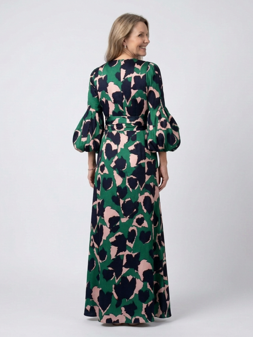 Isolde | V Neck Tie Waist Long Sleeve Maxi Dress 1