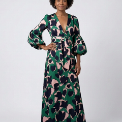 Isolde | V Neck Tie Waist Long Sleeve Maxi Dress 3