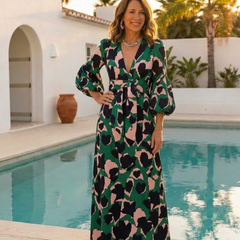 Isolde | V Neck Tie Waist Long Sleeve Maxi Dress 4
