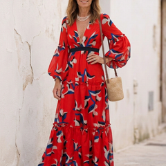 Isolde | V Neck Tie Waist Long Sleeve Maxi Dress 7