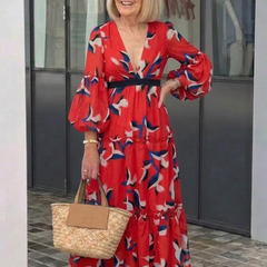 Isolde | V Neck Tie Waist Long Sleeve Maxi Dress 8
