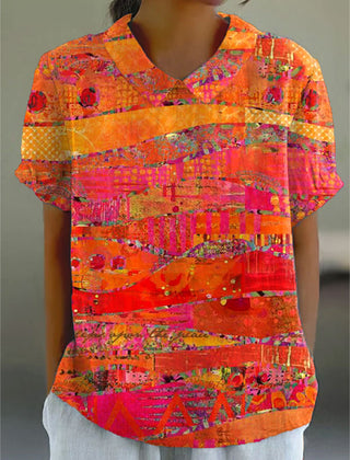 Ivy Abstract Shirt | Cotton Linen Blend, Vibrant Print 0