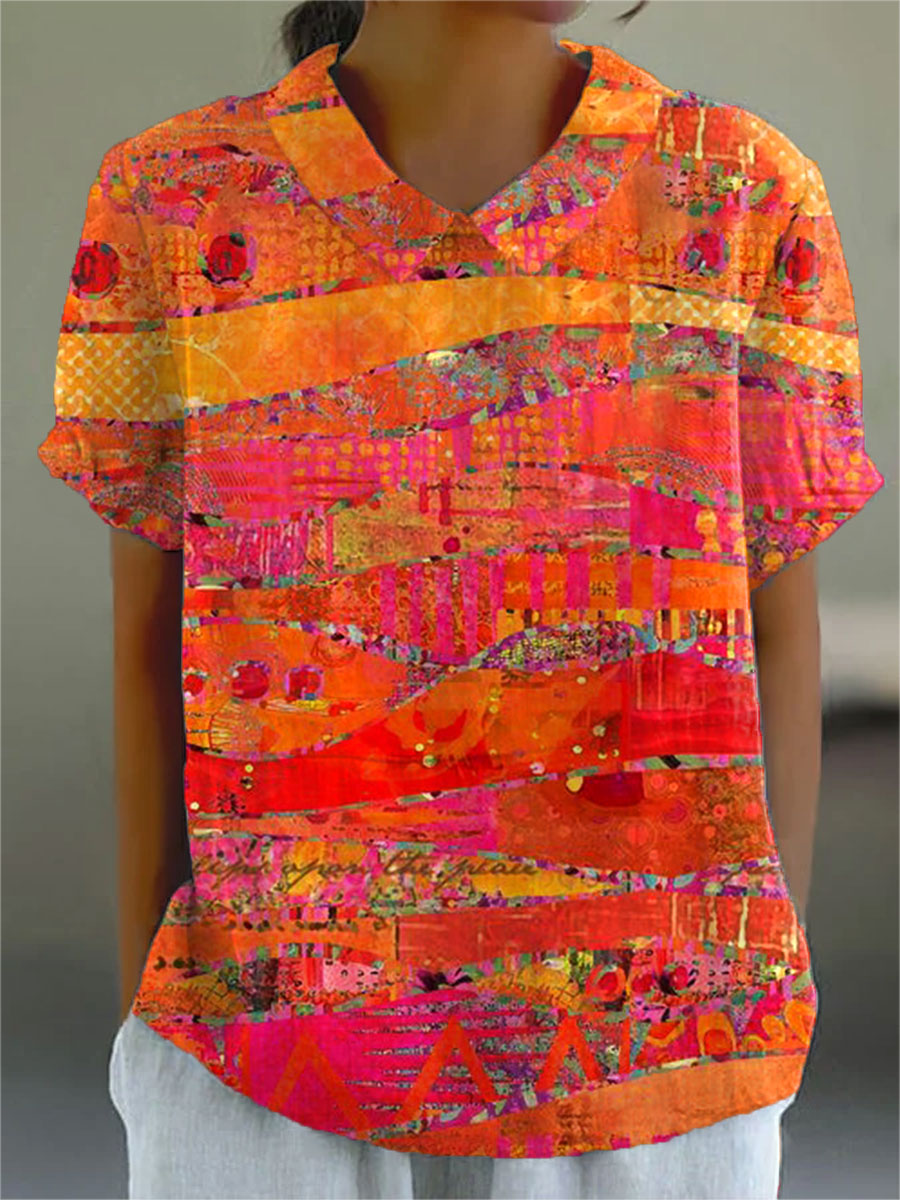 Ivy Abstract Shirt | Cotton Linen Blend, Vibrant Print 0