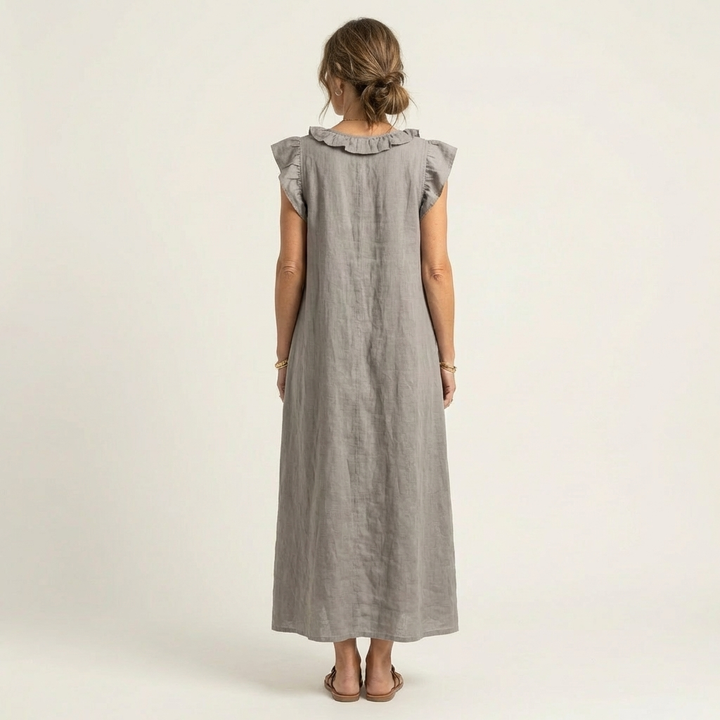 Josette | Ruffle V-Neck Linen Maxi Dress 1