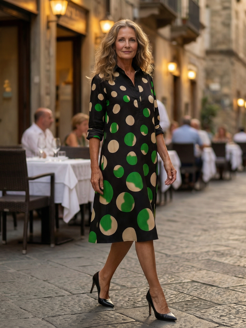Kara Walk Dress | Lightweight Polka Dot Summer Dress for Women, Knee Length 1