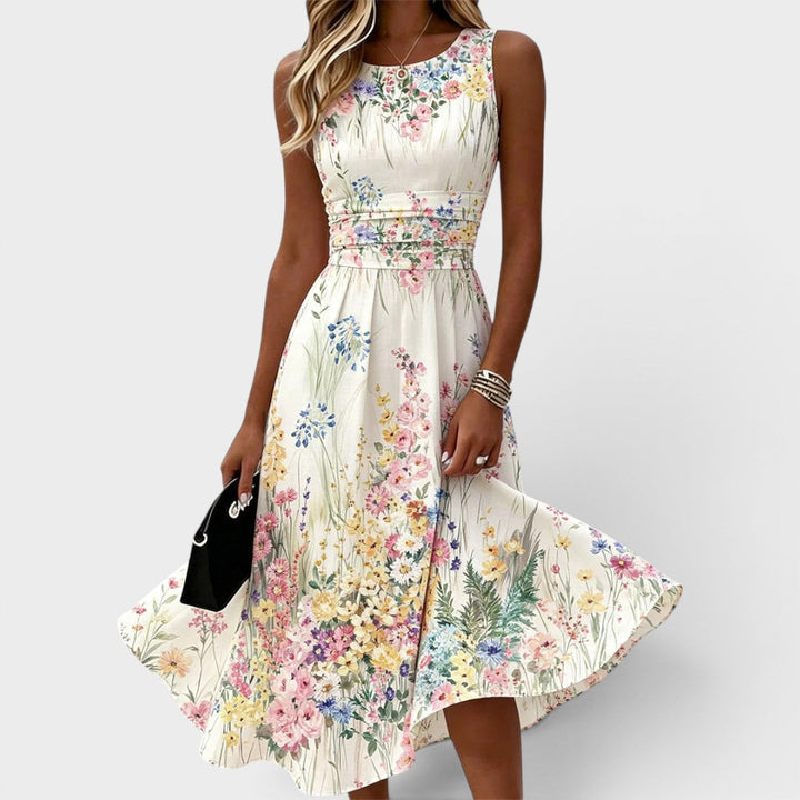 Kimberly - Sleeveless Floral Midi Dress 0