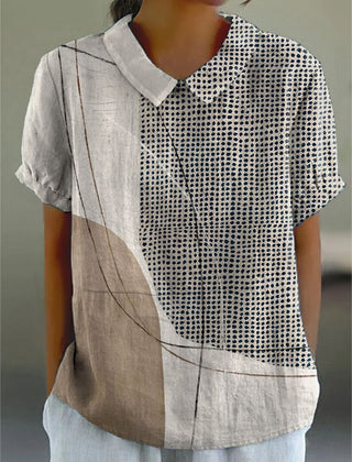 Lana Men's Shirt | Abstract Dots and Lines, Cotton Linen Blend 0