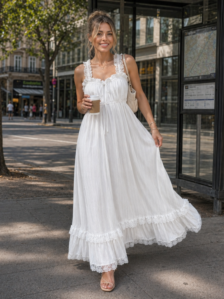 Leach | Sleeveless Ruffle Strap Flowing Skirt Midi Dress 1