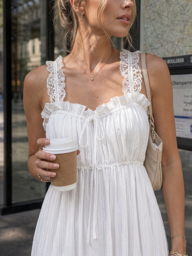 Leach | Sleeveless Ruffle Strap Flowing Skirt Midi Dress 2