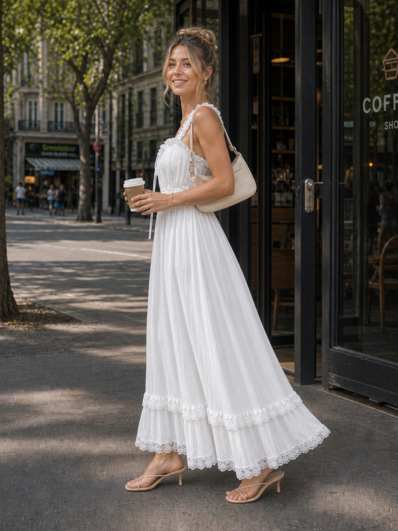 Leach | Sleeveless Ruffle Strap Flowing Skirt Midi Dress 3