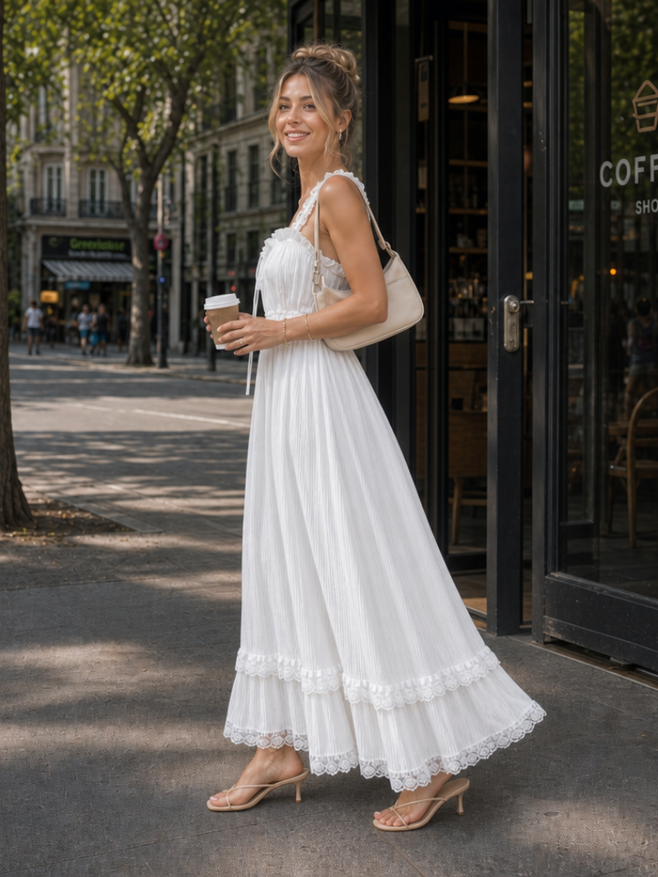 Leach | Sleeveless Ruffle Strap Flowing Skirt Midi Dress 3
