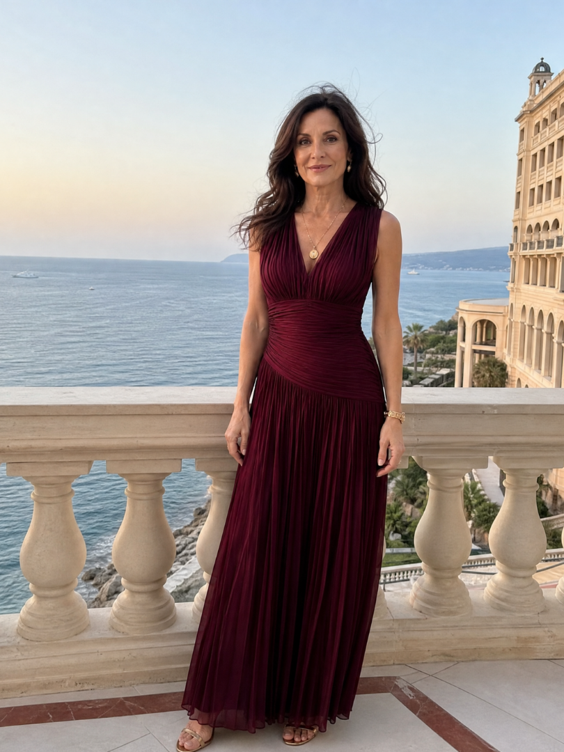 Lemar | Sleeveless Pleated V Neck Midi Dress 5