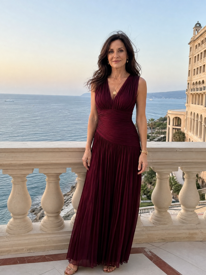 Lemar | Sleeveless Pleated V Neck Midi Dress 5