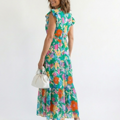 Lila | Floral V-Neck Tiered Midi Dress 2