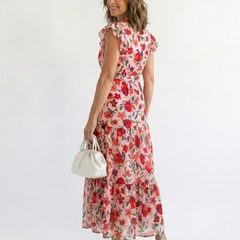 Lila | Floral V-Neck Tiered Midi Dress 7