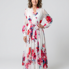Lillian | Floral Long Sleeve Wrap Maxi Dress 0