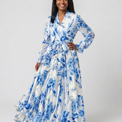 Lillian | Floral Long Sleeve Wrap Maxi Dress 1