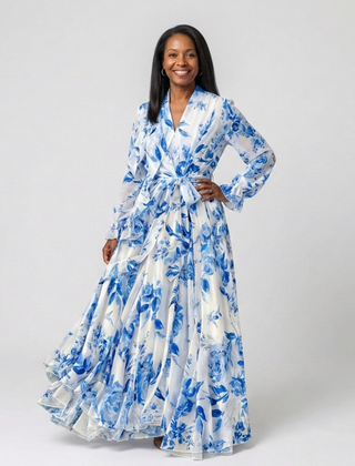 Lillian | Floral Long Sleeve Wrap Maxi Dress 1