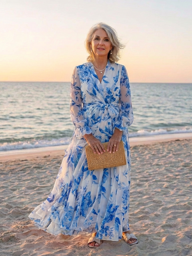 Lillian | Floral Long Sleeve Wrap Maxi Dress 7