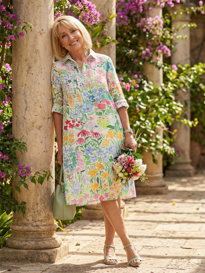 Lina Womens Dress | Lightweight Floral Print, Knee Length 0