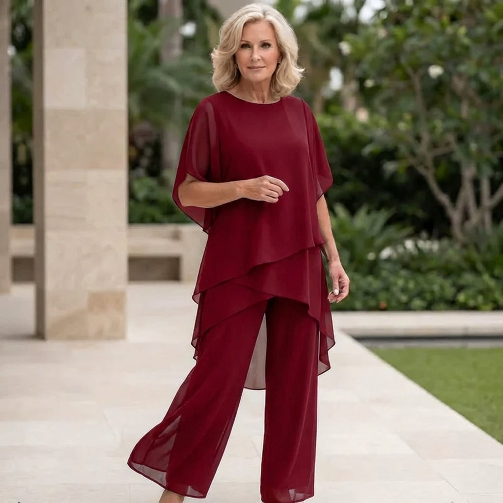 Linda | Suit with draped palazzo pants 10