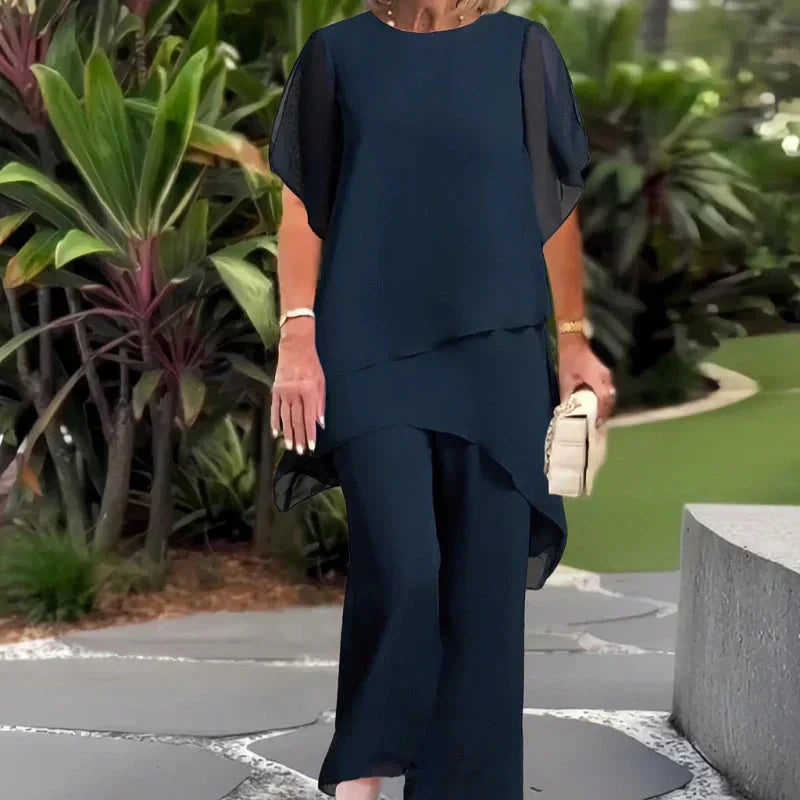Linda | Suit with draped palazzo pants 2