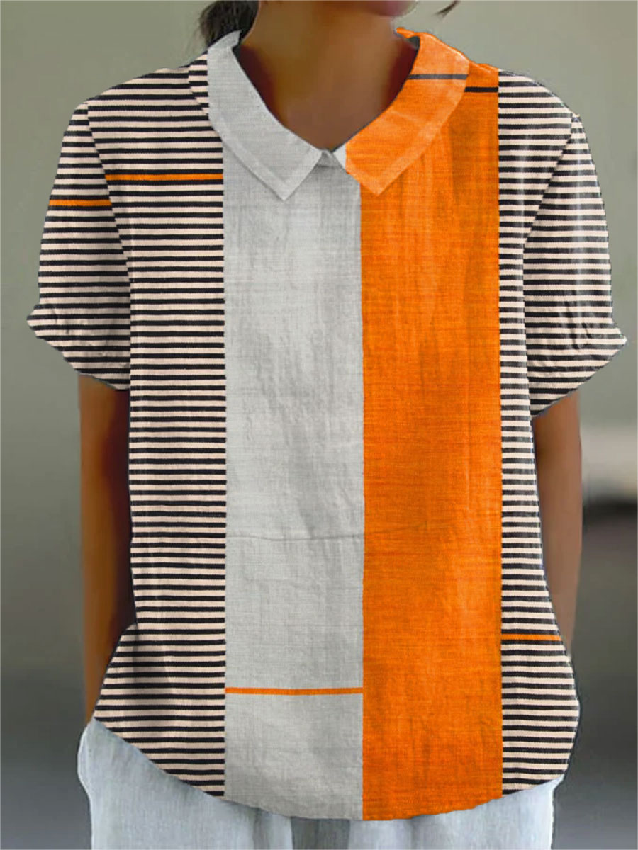 Liora Color Block Shirt | Cotton Linen Blend, Relaxed Fit 0