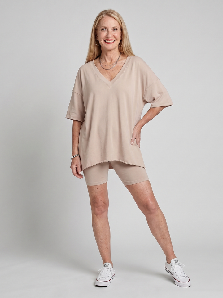 Lucinda | V Neck Top And Shorts Relaxed Fit Set 0
