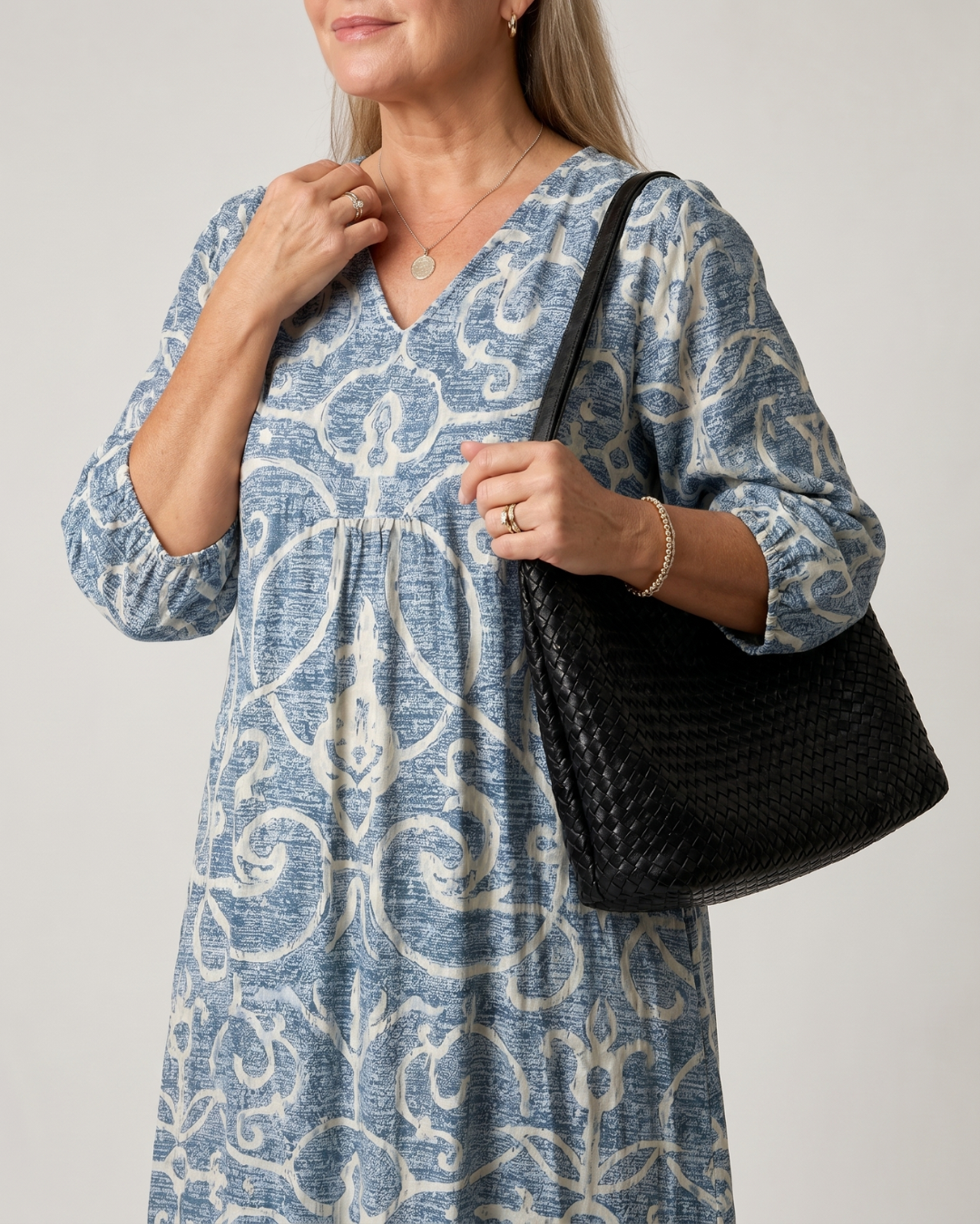 Lumera | Vintage Scroll Print Soft Drape Midi Dress 2
