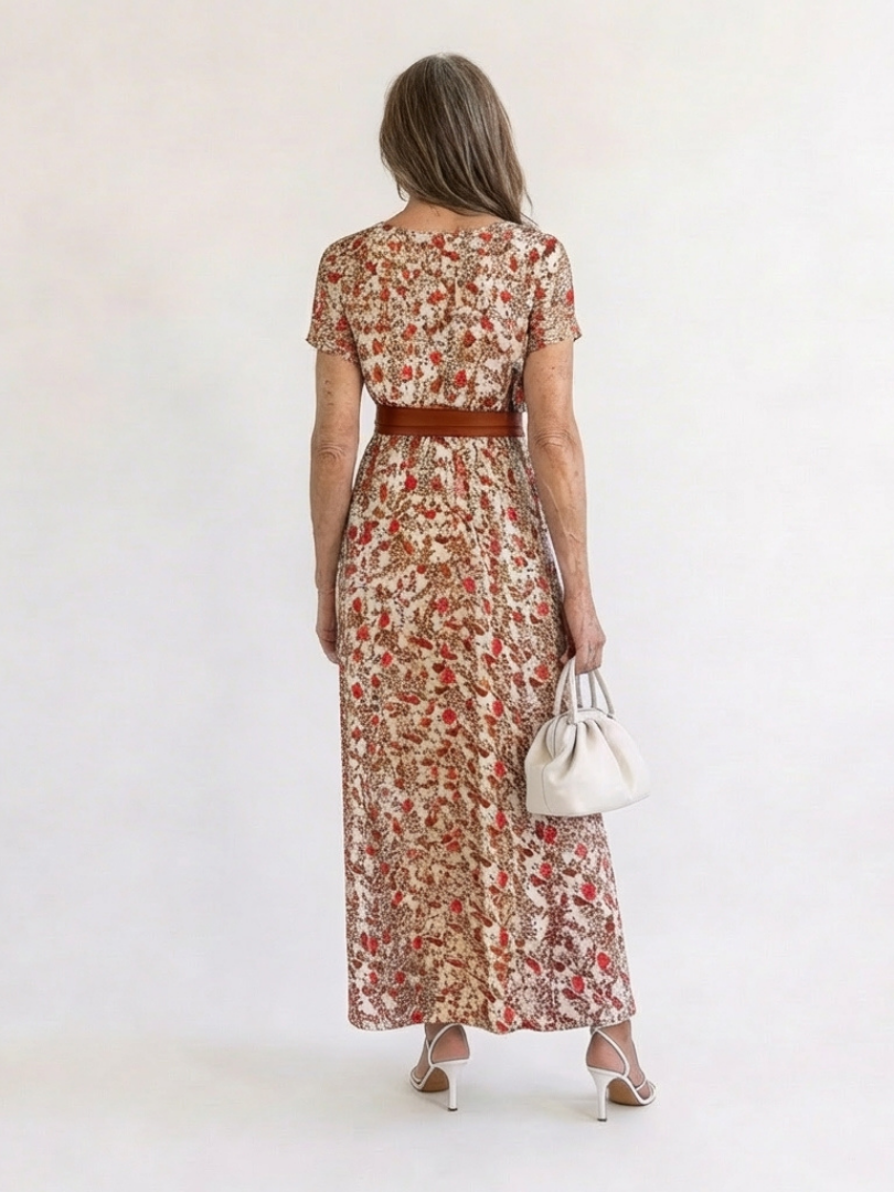 Lyra | Elegant Floral V-Neck Midi Dress 1