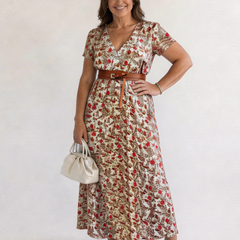 Lyra | Elegant Floral V-Neck Midi Dress 2