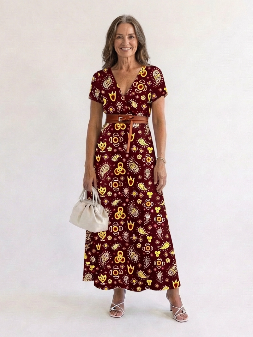 Lyra | Elegant Floral V-Neck Midi Dress 4