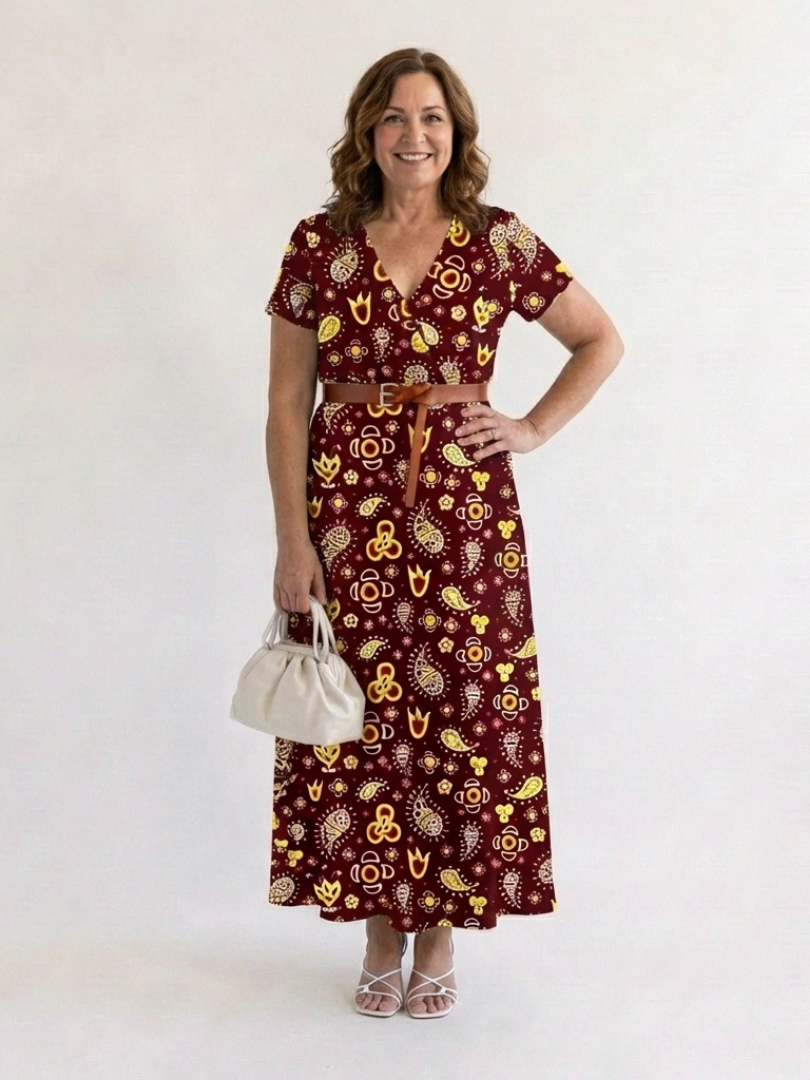 Lyra | Elegant Floral V-Neck Midi Dress 6