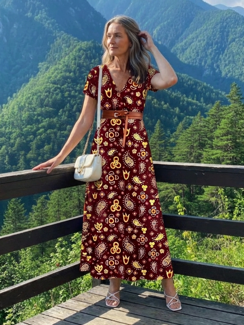 Lyra | Elegant Floral V-Neck Midi Dress 7