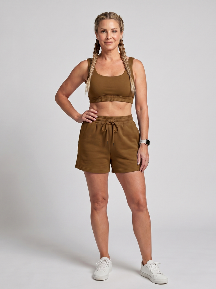 Lysem | Sleeveless Scoop Neck Crop Top And Shorts Set 3