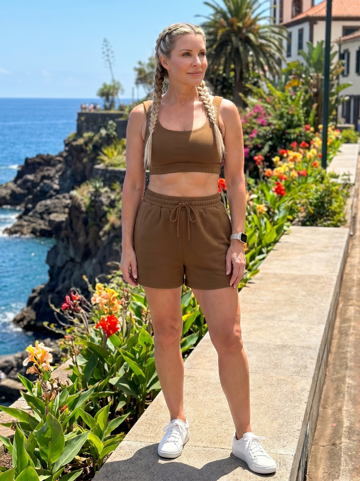 Lysem | Sleeveless Scoop Neck Crop Top And Shorts Set 7