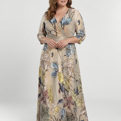 Margaret | Three Quarter Sleeve Floral Maxi Wrap Dress 1