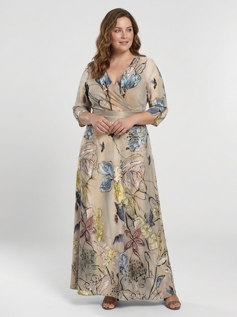 Margaret | Three Quarter Sleeve Floral Maxi Wrap Dress 1