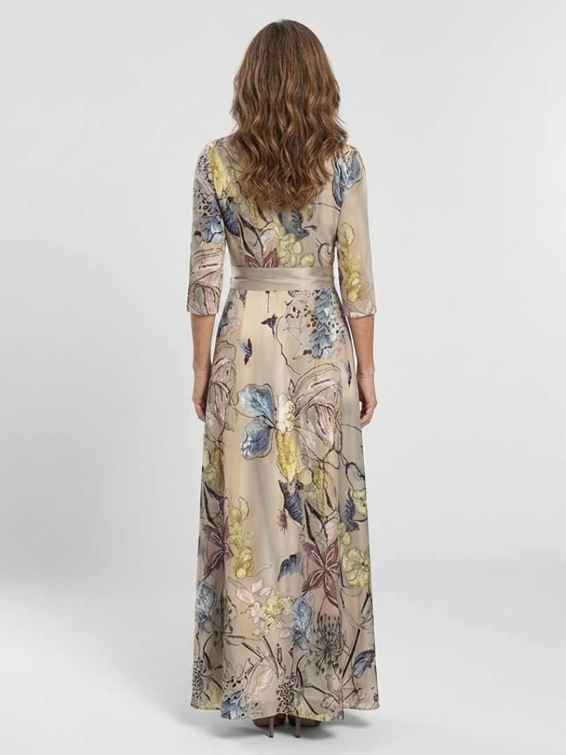 Margaret | Three Quarter Sleeve Floral Maxi Wrap Dress 3