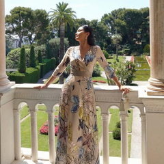 Margaret | Three Quarter Sleeve Floral Maxi Wrap Dress 5