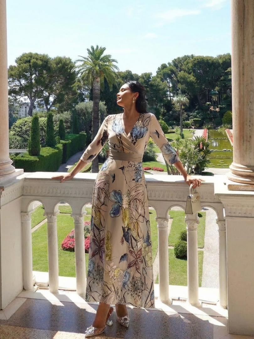 Margaret | Three Quarter Sleeve Floral Maxi Wrap Dress 5