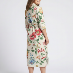Maribel | Button Front Half Sleeve Floral Midi Dress 2